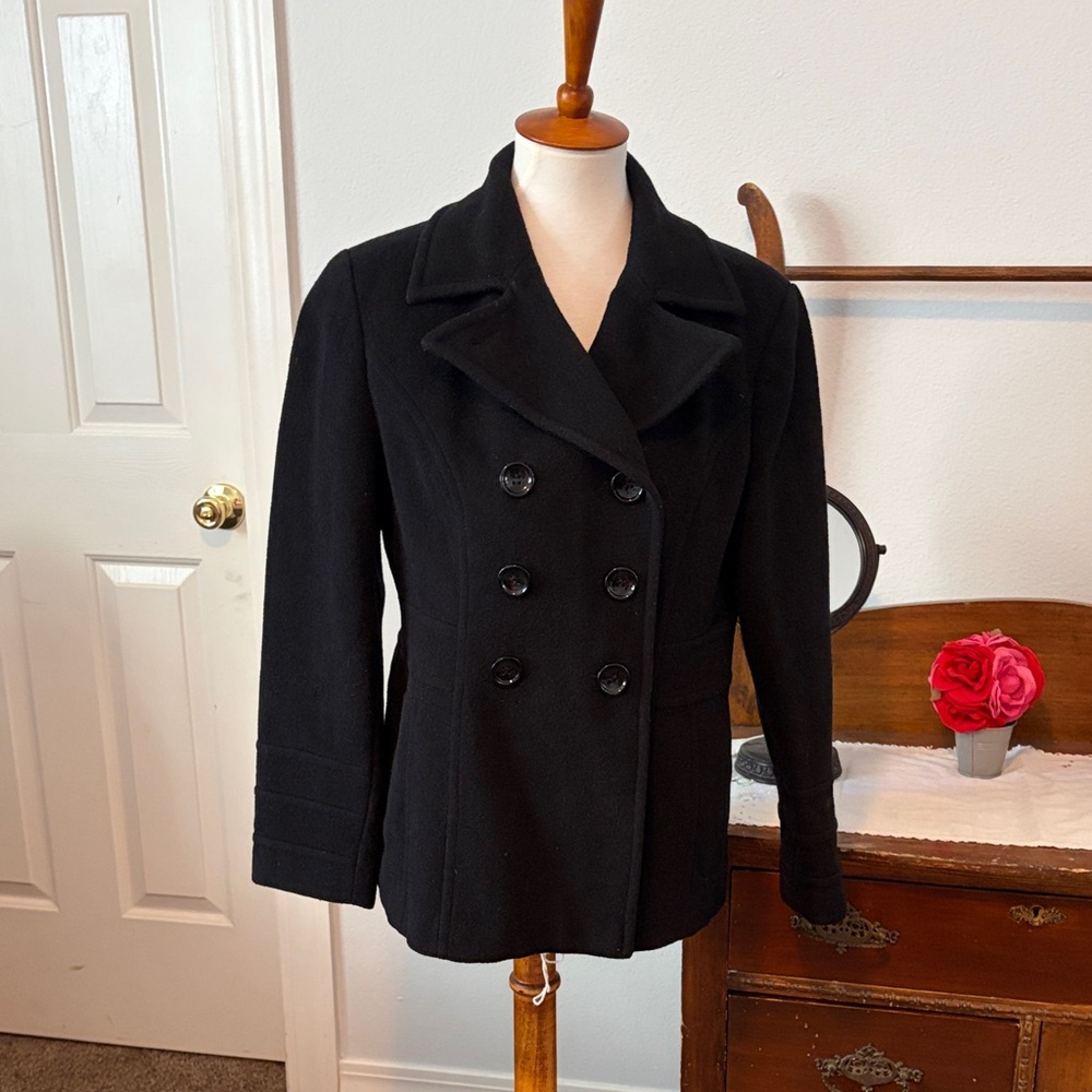 St. John's Bay Black Double-Breasted Pea Coat